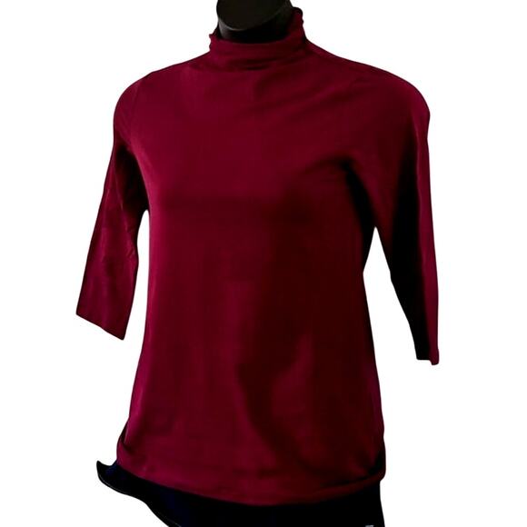 Attitudes by Renée Women’s Mock Neck 3/4 Sleeve Top – Size Small – Berry Purple - Picture 2 of 6